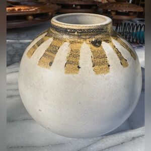 Mid-century round pottery stoneware vase